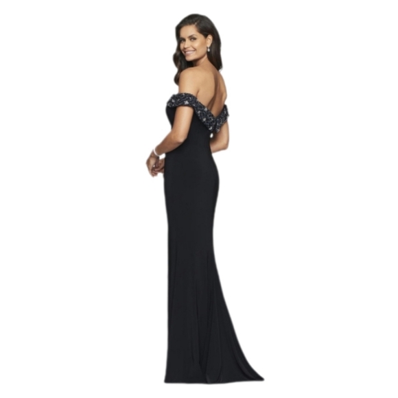 Faviana Dress Glamour Off Shoulder Sweetheat Neckline Maxi Black Size 8 - Picture 13 of 16